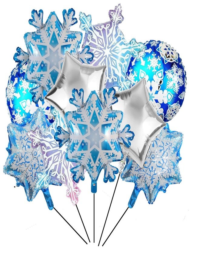 DYT 10PCS Snowflake Foil Balloons Winter Theme Balloons 18inch Silver Shining Star Aluminum Balloons for Girls Boys Birthday Winter Home Party Decoration Supplies - Image 1